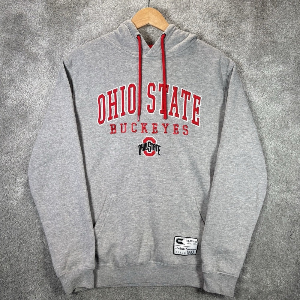 Ohio State Buckeyes Hoodie Sweatshirt Mens S Gray Fleece Embroidered Colosseum